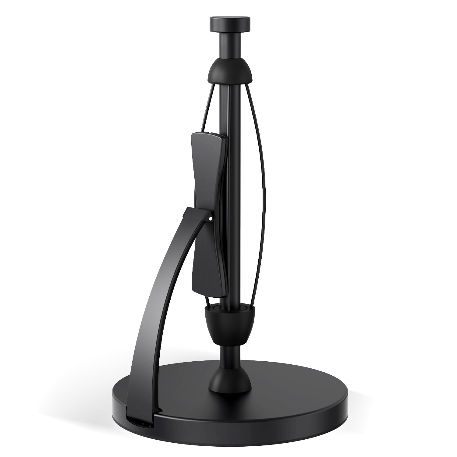 Photo 1 of VEHHE Paper Towel Holder Countertop, Black Paper Towel Holder with Spring Activated Arm and Damping Effect, Simply Tear Paper Towel Stand for Bathroom and Kitchen (Black)
