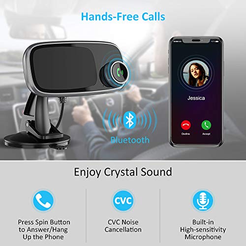 Comsoon Bluetooth FM Transmitter & Magnetic Phone Car Mount, 2 in 1 Car Kit with Quick Charge 3.0 + 5V/2.4A Smart IC Dual USB Car Charger, 360° Rotatable Dashboard Cell Phone Holder - Thumbnail 2