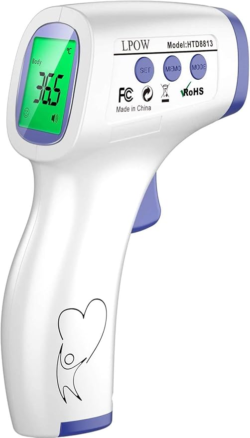 Lpow Thermometre Infrarouge Pour Adultes Et Enfants Thermometre Frontal Sans Contact Avec Alarme De Fievre Et Fonction De Rappel De Memoire Lecture Instantanee Amazon Fr Hygiasne Et Soins Du Corps