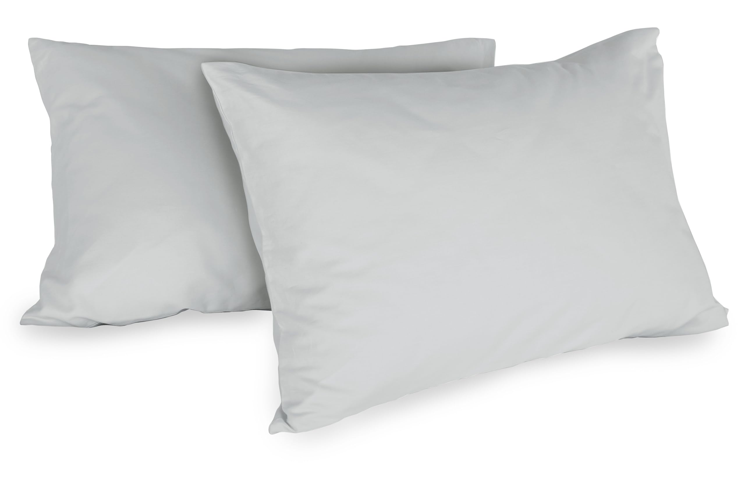 zer0bed, Pair of Cotton Pillowcases 52 x 80 cm, Grey, Set of 2, Plain Colour, 100 Percent Cotton, Bed Cover, Envelope Closure