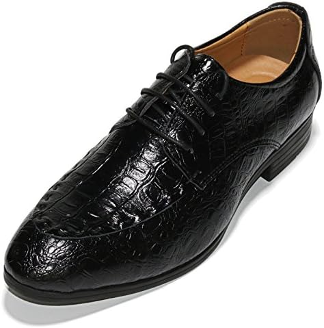 MVVT Men's Crocodile Oxford Shoes Lace Up Dress Leather shoes (10 D(M) US, Black)
