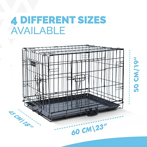24 Inch Dog Crate Folding Metal Dog Cage with 2 Doors (Front & Side