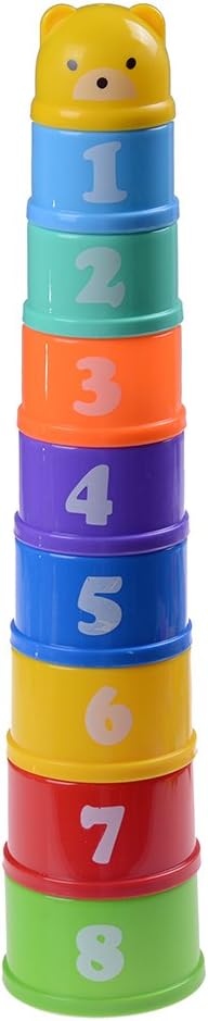 Yiphates 9Pcs Baby Toys Stack Up Cups with Figures Letters Stack of Cup Toys