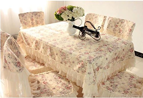 GBBD Tablecloths European Pastoral Table Cloth Chair Cover Cushion Set Coffee Table Cloth Round Table Lace Dining Chair Cover Tablecloth Chair Sets Cloth (Color : B, Size : 3#)