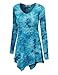 Lock and Love WT1062 Womens V Neck Long Sleeve Tie Dye Handkerchief Hem Tunic M TEAL