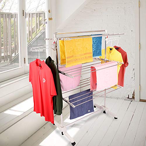 Launtree Laundry Drying Rack Collapsible Rolling Garment Hanger