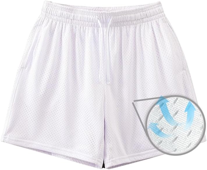 MESH SHORTS-ADULT-3X-WHITE at Amazon Men's Clothing store