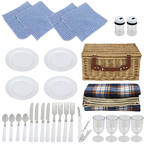 Smartxchoices Picnic Basket Set for 2 Person Wicker Picnic Hamper Set w