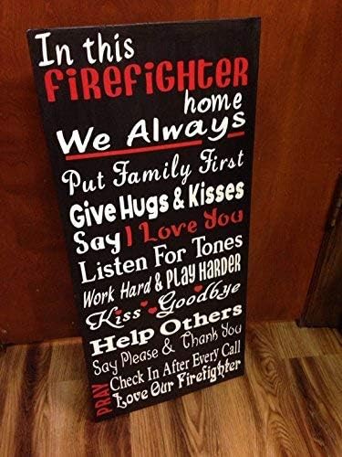 Amazon Com Delia32agnes In This Firefighter Home Wood Signs Funny For Home Decor Home Kitchen