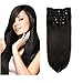 Lovbite Human Hair Clip in Extensions Double Weft 14Inch 100g 7Pcs Clip in Human Hair Extensions Straight Real Hair Natural Black Clip in Hair Extensions Grade 8A 16Clips ins for Women