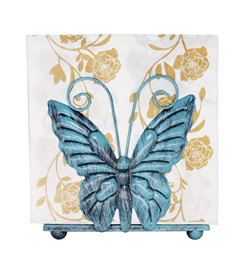 Owlgift Metal Butterfly Shaped Napkin Holder, Tabletop Paper Towel Dispenser, w/Freestanding Tissue Stand, Storage,Turquoise - Thumbnail 6