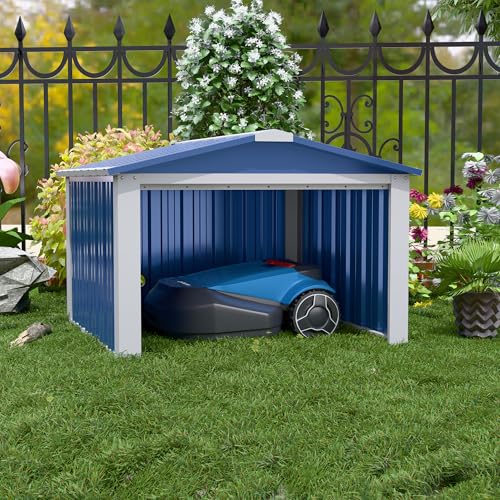 SUPEER Metall Mähroboter Garage mit Satteldach,H62cm*W90.5cm*D88.8cm