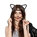 Mudder Cat Ear Headband Hair Hoop Headband for Party and Daily Decoration, Black and Leopard, 2 Pieces
