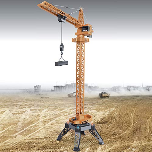 50 inch Tower Crane Construction Vehicle Playset Toy for Boys Model Car Remote Control Construction Crane Toy Engineering Vehicle RC Car(Yellow)