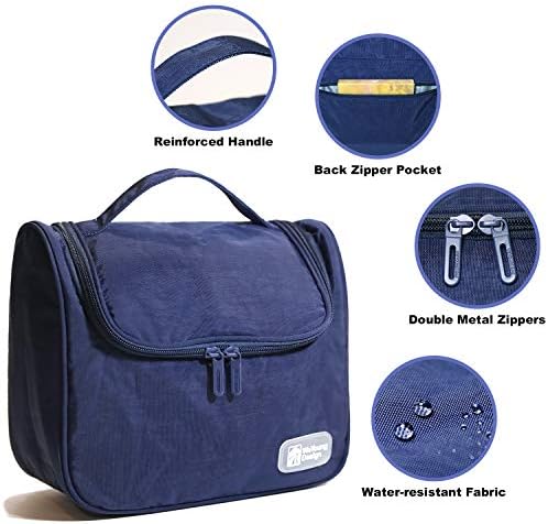 Hanging Toiletry Bag Travel Cosmetic Kit Makeup Bathroom Organizer for Women and Men (Dark Blue) 4 Hanging Toiletry Bag Travel Cosmetic Kit Makeup Bathroom Organizer for Women and Men (Dark Blue)