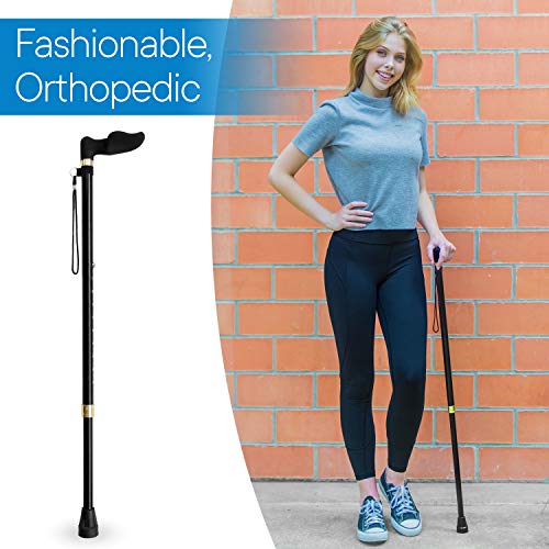RMS Left Hand Walking Cane with Palm Grip Orthopedic Handle Fit