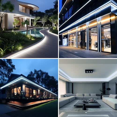 BENLUN 220 V COB LED Strip, Waterproof, 30 m, 6000 K Cool White Flexible Cuttable LED Strip 300 W CRI 90+ Without Transformer, for Bedroom, Gaming, Office, Outdoor Pergola