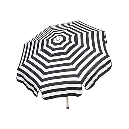 Heininger 1342 DestinationGear Italian Black and White 6 Acrylic Striped Beach Pole Umbrella