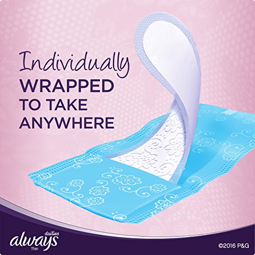 Always Thin Dailies Unscented Wrapped Liners, Regular, 120 Count (Pack of 2)