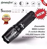 Usstore 3000 Lumen 5 Modes T6 Zoomable LED 18650 Flashlight Torch Lamp Light G700 X800 Light weight low power consumption compact and easy to carry