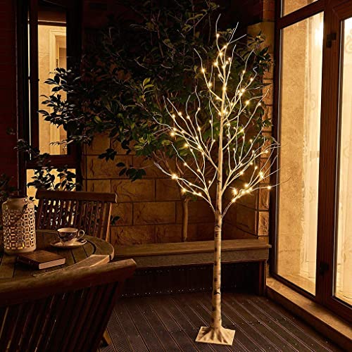 Vanthylit 6FT 88LT Prelit Birch Tree with Warm White Christmas Lights