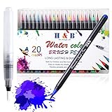 Femor Watercolor Brush Pens Set 20 Watercolor Paint Markers and 1 Water Brush Pen with Soft Flexible Brush, Watercolor Pens for Adults & Kids Coloring, Painting & More, Ideal Gift for Kids