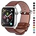 Fullmosa Leather Bands Compatible with Apple Watch Band 49mm 46mm 45mm 44mm 42mm for Men Women, Top Grain Genuine Leather Strap for iWatch Ultra 2/Ultra/10/9/8/7/6/5/4/3/2/1/SE2/SE, Brown/Silver