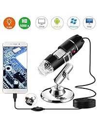 Bysameyee   Microscopio digital USB de mano 40X 1000X, amplificador de endoscopio, cámara de vídeo mini LED para Windows 7 8 10 Mac Linux Android (con OTG)