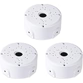 Universal Security Camera Junction Box Plastic, Cable Management Box 3-Pack | 4.72" Diameter 2.09" Deep, Wall Mount Hide Round Box for Outdoor Sheltered Dome/Turret/Bullet Cameras, DIY Drillable Design