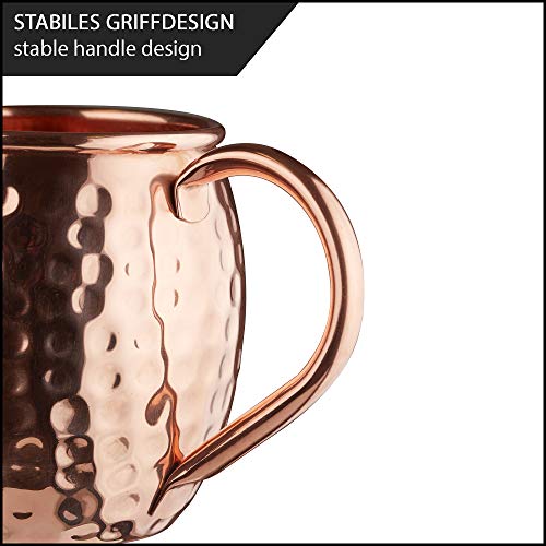 Sir Finley Monkey Moscow Mule Becher 4er Set - Kupferbecher reines Kupfer (100%) - Kupfertasse 450 ml geeignet für… – Bild 6