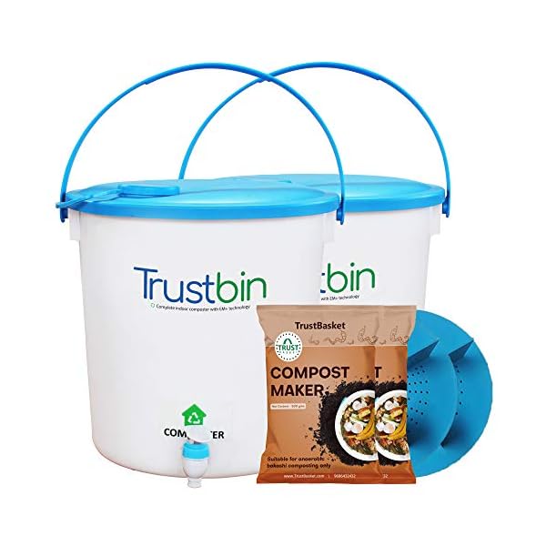 Trust Basket Trustbin (Set Of Two 14 Litres Bins)-Indoor Compost Bin For Converting All Kinds Of Kitchen Food Waste Into…