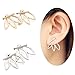 OREOLLE Lotus Flower Earrings lightweight Ear Cuffs Stud Earrings Jackets Elegant Fashionable (2 Pairs)