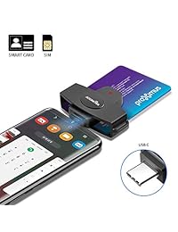 Type C Smart Card Reader Rocketek DOD Military USB-C Common Access CAC Card Reader, Credit Card Reader Chip Card Reader Compatible with Android Phones, MacBook Pro, iMac and Other Type C Laptops