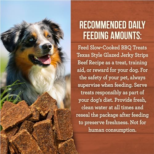 MERRICK BBQ SLOW COOKED BEEF, TEXAS STYLE GLAZED JERKY STRIPS DRY DOG TREATS, 10 OZ.