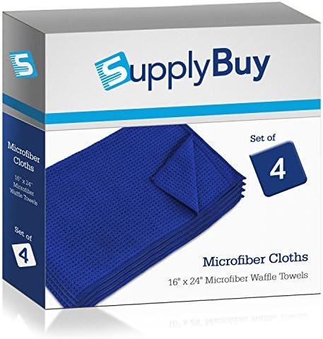 SupplyBuy Microfiber Waffle Weave Towels | Ultra-Absorbent Kitchen Dish Cloths | Pack of 4 - 16x24 (16" x 24")