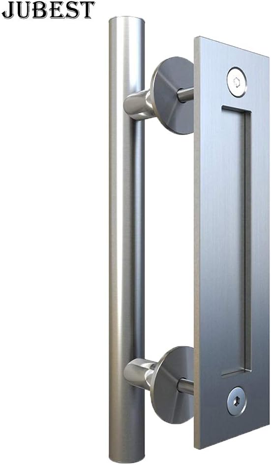 JUBEST 12"/30cm Round Heavy Duty Barn Door Handle Brushed Nickel Pull