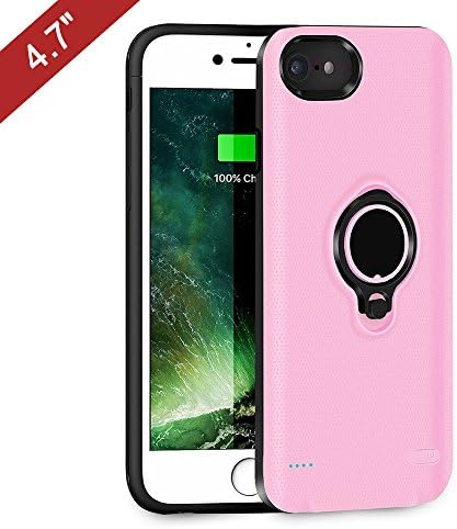 iPhone 6 / 6s /7 Battery Case, QueenAcc 2500mAh Portable Battery Charging Case Slim Extended Battery Pack Lightning Cable Input with Kickstand and Support Magnetic Car Mount Holder.(pink, 4.7inch)