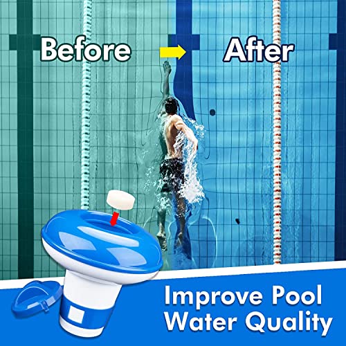 Swimming Chlorine Tablets, 500g Pool Chlorine Tablets with Chlorine Tablets Floater Pool Supplys Chlorinating Tablets Above Ground Pool Accessories for Swimming Pools Hot Tubs Spas