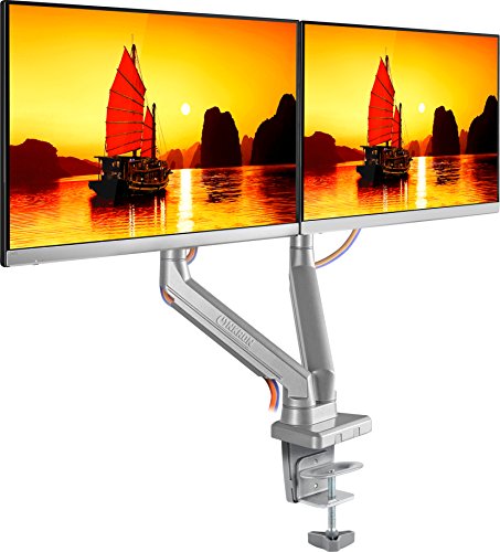 ONKRON Dual Monitor Desk Mount for 23 to 32-Inch Flat Screens up to 17.6 lbs Full Motion Arm Silver (MS160) - Thumbnail 7