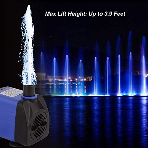 YCTECH 8W 158GPH Submersible Water Pump for Pond, Aquarium, Fish Tank Fountain Water Quiet Pump Hydroponics, with 2 Nozzles for Pond (8W 158GPH)