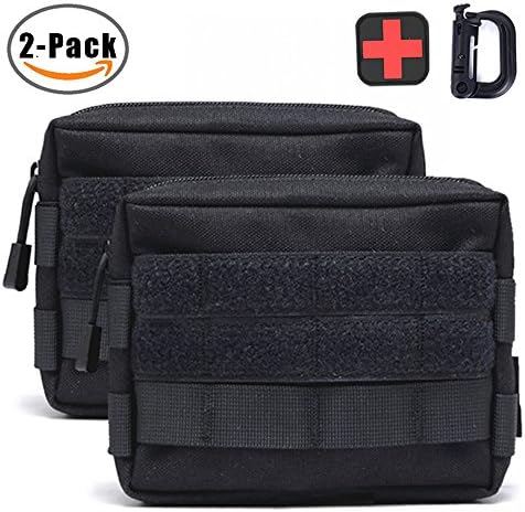 MOFULL 2 Pack Molle Pouches, Tactical Compact EDC Pouch Multi-purpose Military Admin Utility Gadget Gear Pouch Bag Hip Belt Waist Pack with Belt Loop