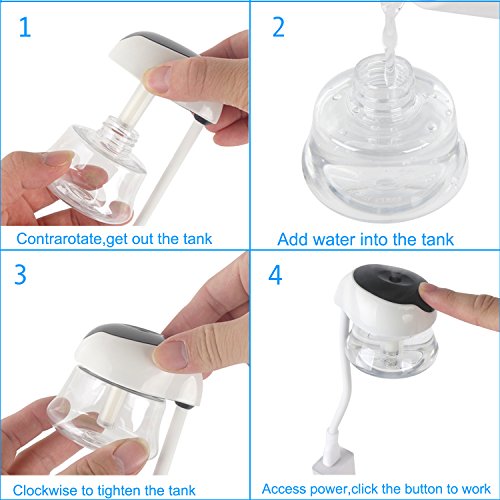 Uselili USB Mini Fragrance Humidifier for Home Office Car Air Freshener with Colour Light,360°Rotation Micro Cable