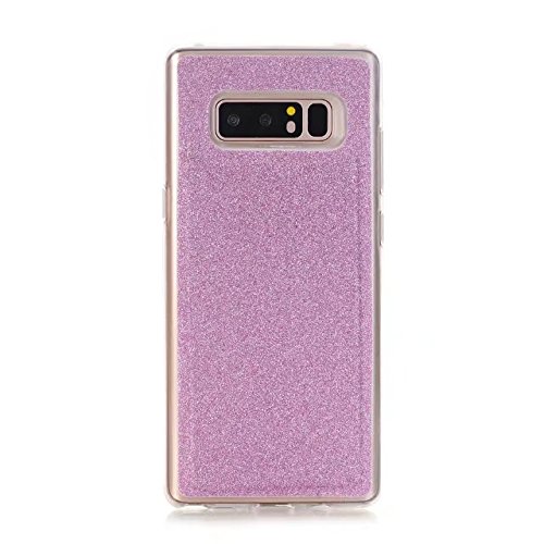 for Samsung Galaxy Note 8 Case, DMaos Bling Glitter Women PU Leather Wallet Credit Card Holder Money Handbag Magnetic Detachable Crossbody Shoulder Bag with Chain Cute Girl - Purple - Thumbnail 3