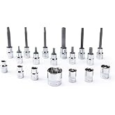 Park Tool SBS-1.3 18-Piece Socket and Bit Set 3/8" Drive Silver | 18-Piece Chrome Vanadium Bike Repair Socket &amp; Bit Set with 3/8" Drive