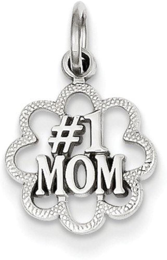 Amazon.com: 14k Gold White Gold Antiqued #1 Mom Charm Pendant (0.67 in x 0.24 in): Jewelry