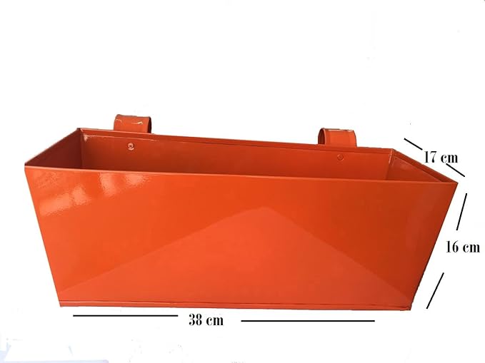 First Smart Deal Metal Railing Rectangular Planter Plain Large - Orange