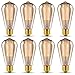 ST64 Vintage Edison Light Bulbs Dimmable 60W/110V E26/E27 Base Replacement Bulbs for Wall Sconces Lights, Pendant Light, Amber Warm & Squirrel Cage Filament Antique Light Bulb for Home Decor (8 Pack)