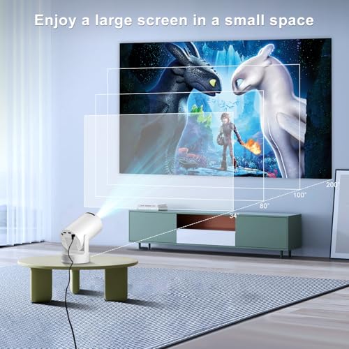 [2026 Upgraded & Integrated App] Salange Mini Projector 4K 1080P Support, Android 14 Smart Projector, Beamer Handy Small for Outdoor, 5W Bass Speaker, WiFi6 Bluetooth 5.4