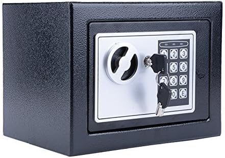Kaluo Small Home Safe Security Safe Box Electric Digital Lock Wall Cabinet Safe for Jewelry Cash, 8.9" X 6.5" X 6.5", with 2 Keys (Black)