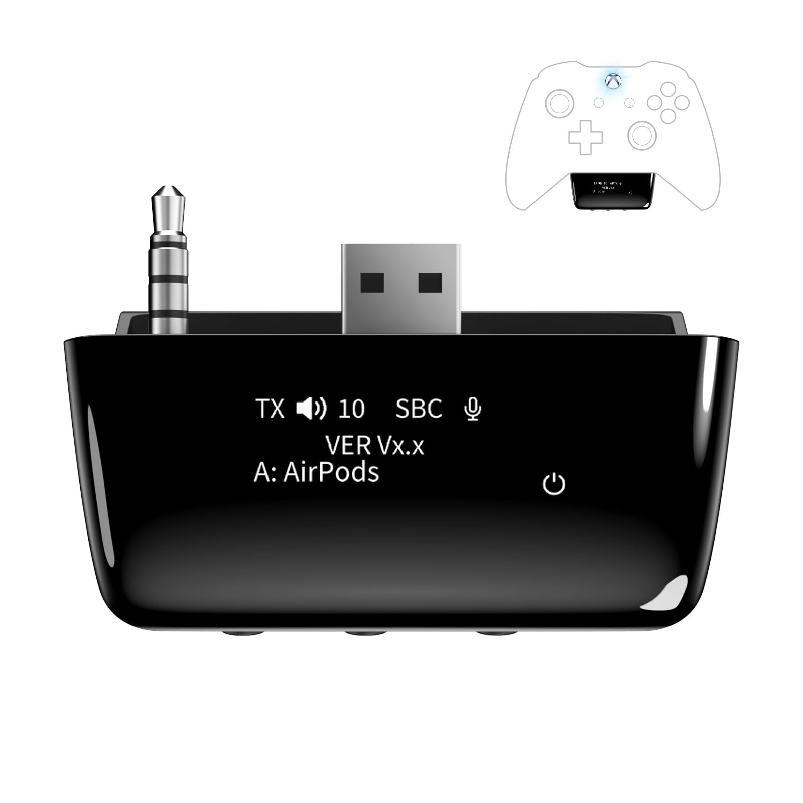 Photo 1 of YOCOWOCO Bluetooth 5.2 Wireless Audio Adapter for Xbox One, Xbox Series X|S and Elite 2 Controller, Xbox Mic Adapter with Screen Supports Low Latency